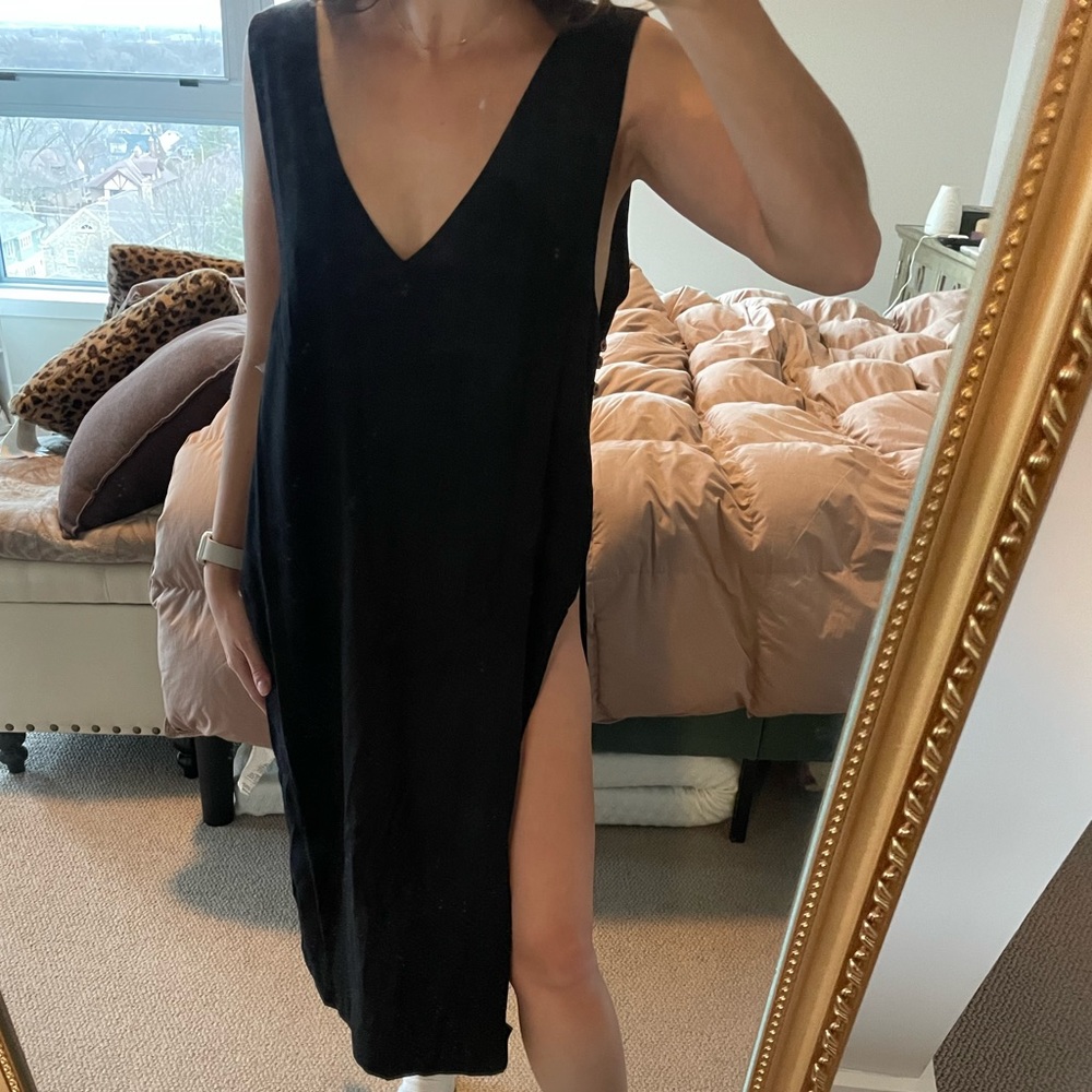 Like new free people black slit dress